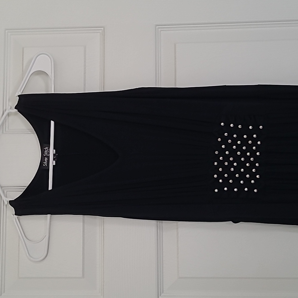 Gold studded long black dress